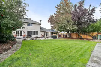Yard has Buckley Gold apple trees, raspberries, blueberries and strawberries.
