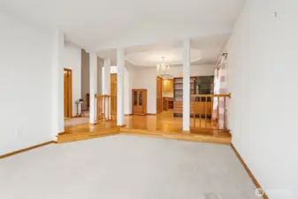 Looking from the living room towards the dining room and kitchen.