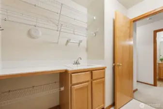 Large utility room offers plenty of storage space.