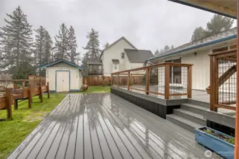 New Trex deck and large storage shed