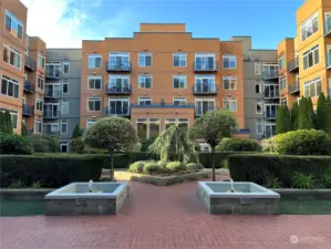 Courtyard between buildings on level 3. Amenities located on level 3.