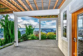 Downstairs Covered Sitting Area Off Family Room with More Sound Views.