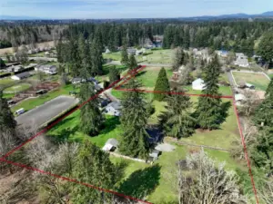 From the back of the property looking north (approximate property lines shown)