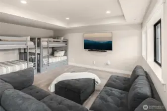 Gigantic bonus room with 2 sets of bunk beds.