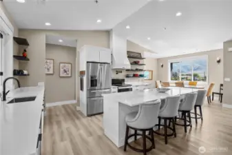 Kitchen open to dining room.