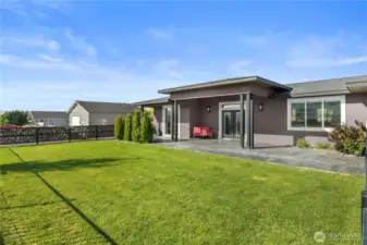 Fully fenced front yard.