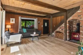 Living, Fireplace, Stairs
