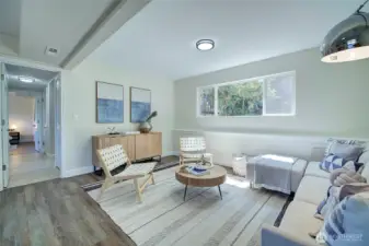 Large recreational room on lower level