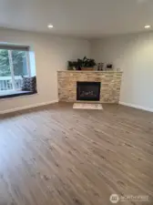 Gas fireplace heats the entire house.