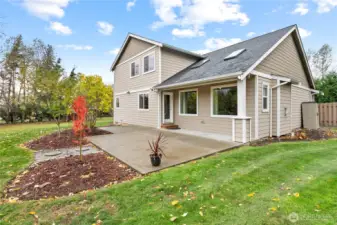 The back patio features a propane hookup for your BBQ and connected speakers (think outdoor TV or movie night!)