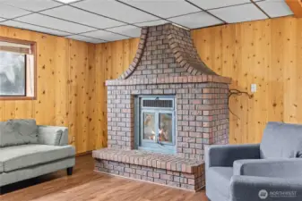 Beautiful Gas Burning  Brick Fireplace