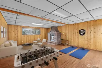 Staged Recreation Room With Gas Fireplace