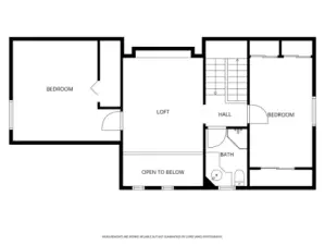 Two bedrooms upstairs, 3/4 bath and living room area.