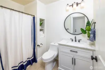 Lower level bathroom with shower