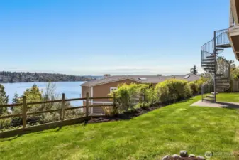 View of Mt. Rainier and Lake Washington from back yard.