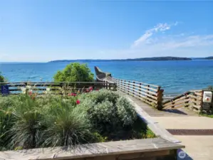 Indianola Dock with stairs leading down to the community beach.