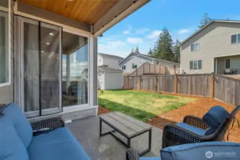 Private backyard covered patio