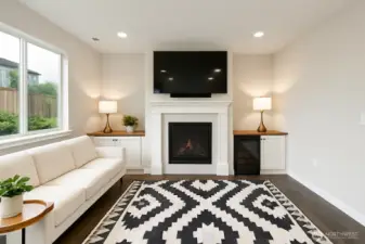 Spacious living room on the main level (Virtually staged)