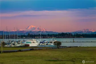 Sunset on Mt Baker view from the Semiahmoo Marina!