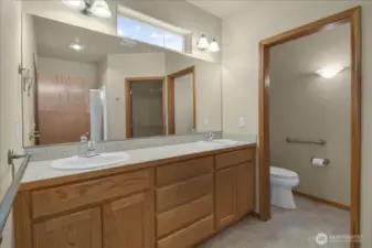 The primary bath has a double vanity and a 3/4 bath.