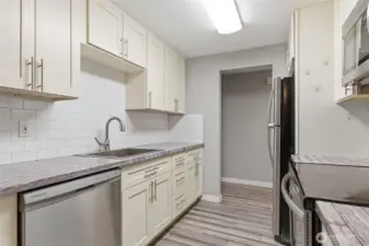 Lots of cabinets for storage!