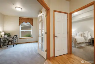 French doors open to the office/den/3rd bedroom
