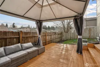 Fully Fenced Backyard with Deck