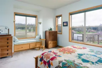 Primary bedroom with views to north and west