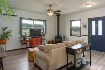 Guesthouse living area and front door