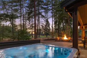 Perfect for late-night star gazing. Thoughtfully placed hot tub is tucked back from any neighbors