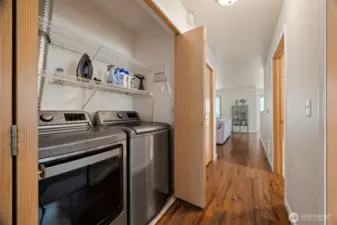 Two large storage closets, washer and dryer stays with unit