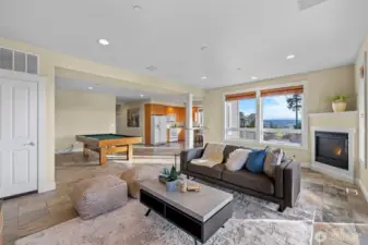 Lower level rec room for play or living