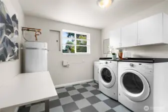 utility room includes corner laundry sink