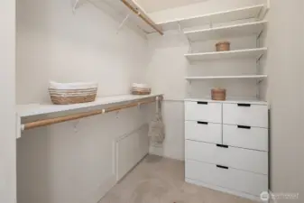 Primary suite walk in closet.