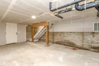 Unfinished basement with washer/dryer hookup