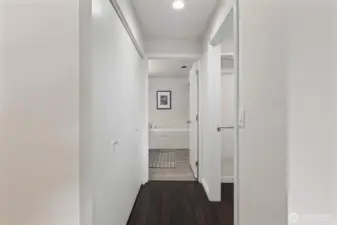 To the right is a walk in closet & on the left is more closet space!