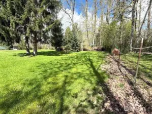The property ends at the back tree line  Note the fence on the east side of the property.