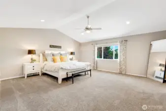 very spacious primary bedroom, lots of room in here for a sitting area!