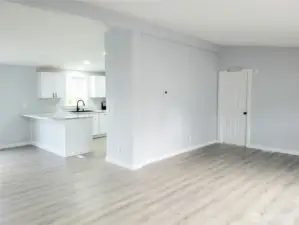 View of the Living Room looking into the Kitchen.