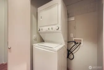 Convenient in-unit stackable washer and dryer make everyday living easy and efficient.