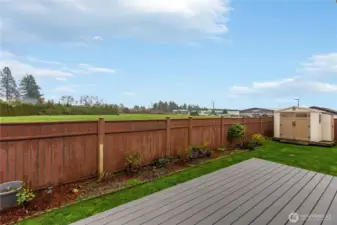 Low maintenance backyard with view of Mt. Baker and greenspace