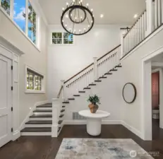 This 2-story grand entrance awaits you, with lots of custom details.
