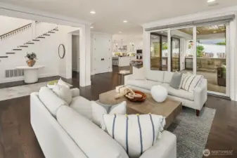 Open concept living room for is perfect for entertainment.