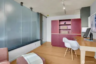 Looking back to hallway in office.