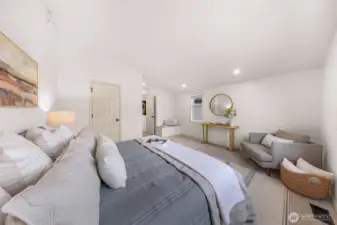 Plenty of room for king sized bed, dresser, sitting area and more!