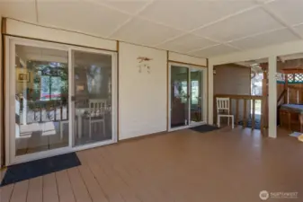 Covered patio can be accessed from eating area and family room