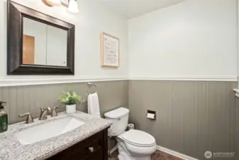 Powder bath just off the family room