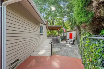 ADA ramp on the right side of the house