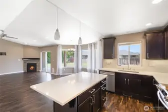 Kitchen looking out to great room