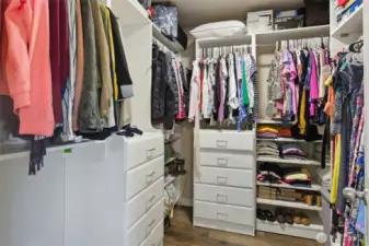 Custom walk-in closet in primary bedroom